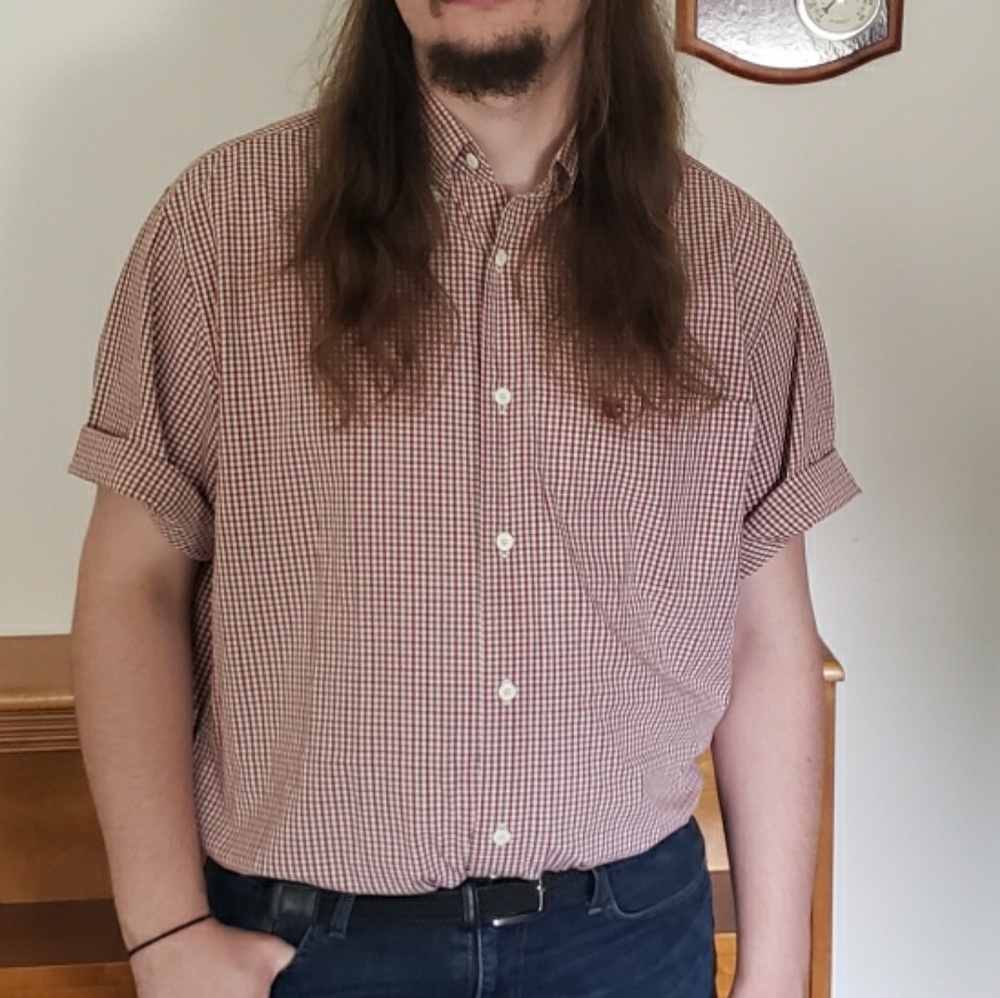 Timberland short sleeve button down gingham shirt
